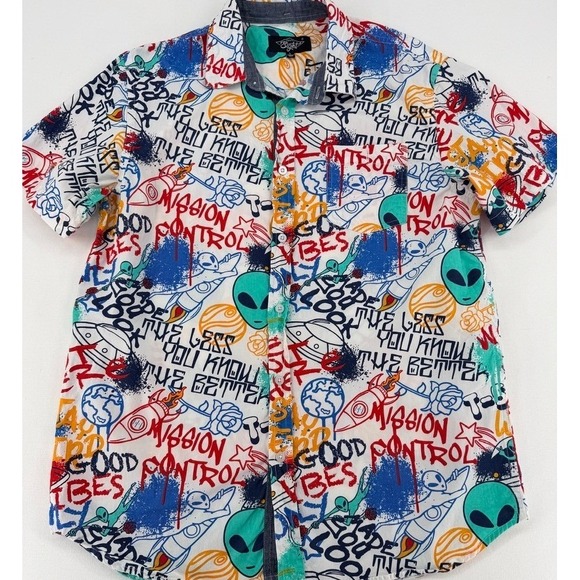 Eighty Eight Other - Eighty Eight Graphic Button Up Shirt Alien Space Print L